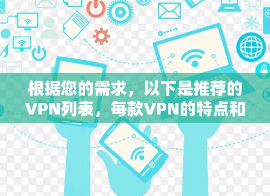 根据您的需求，以下是推荐的VPN列表，每款VPN的特点和适用用户群体清晰列出，方便您根据实际情况选择